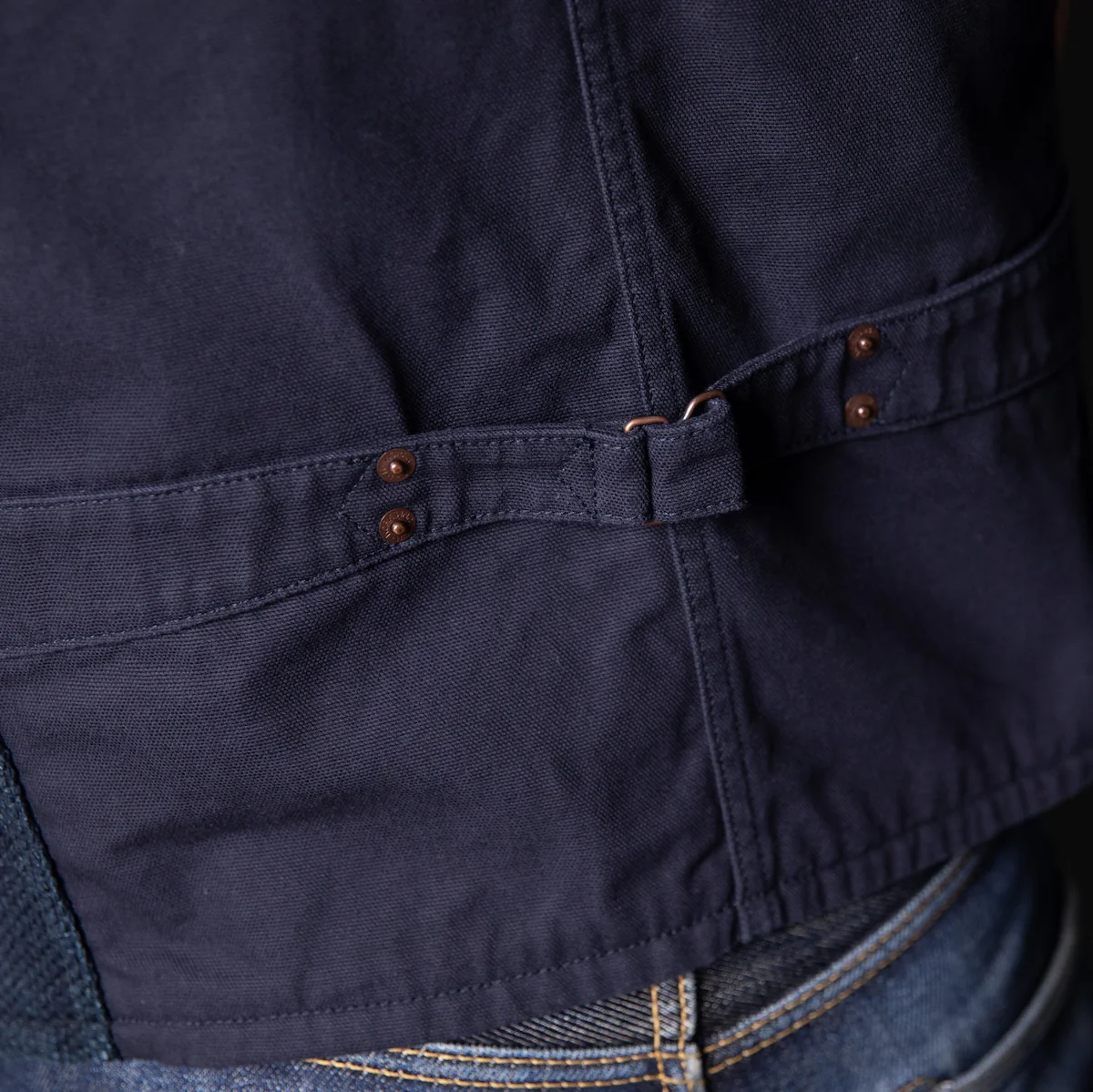 IHV-50-IND - 14oz Sashiko Dobby Cloth / Duck Work Vest - Indigo - Image 4
