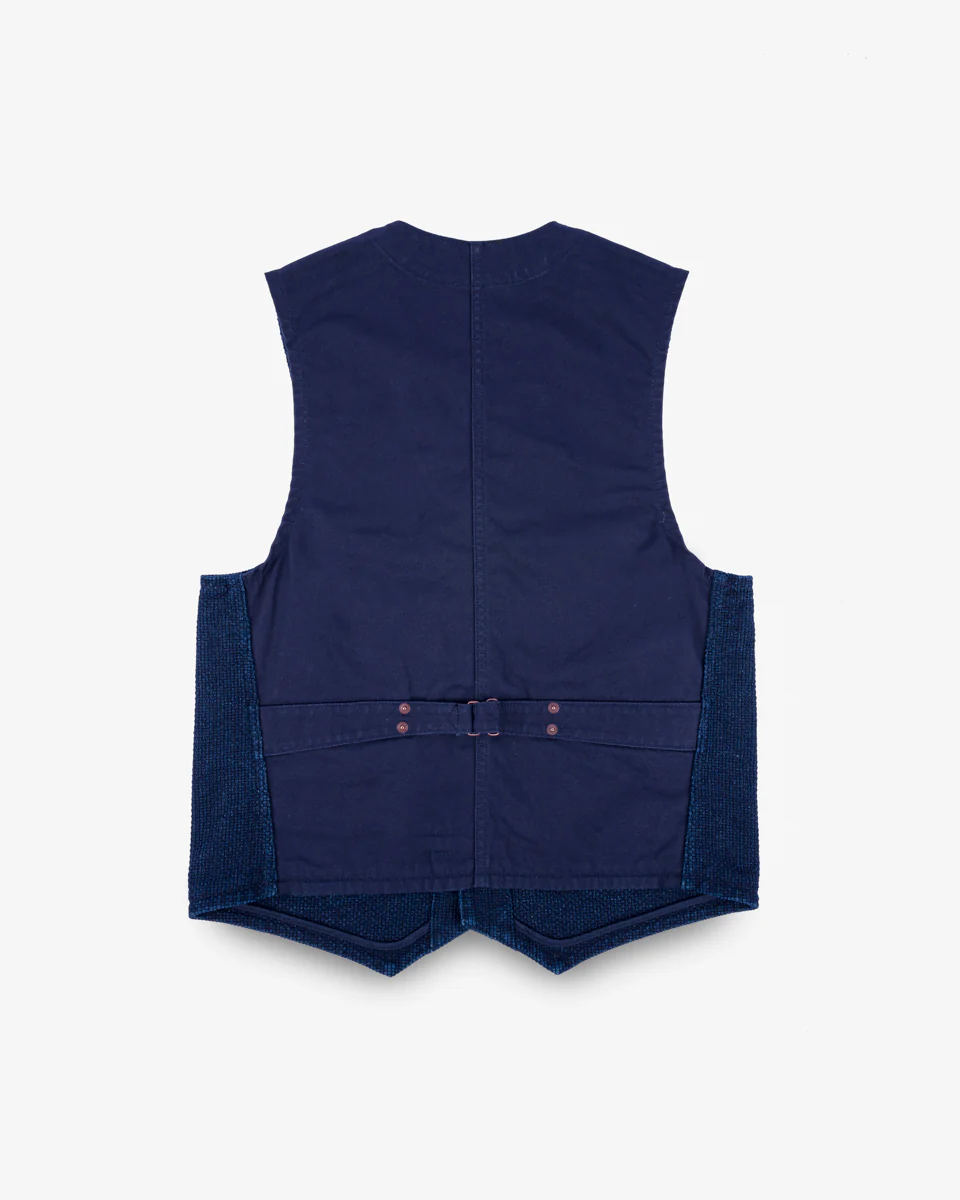 IHV-50-IND - 14oz Sashiko Dobby Cloth / Duck Work Vest - Indigo - Image 5