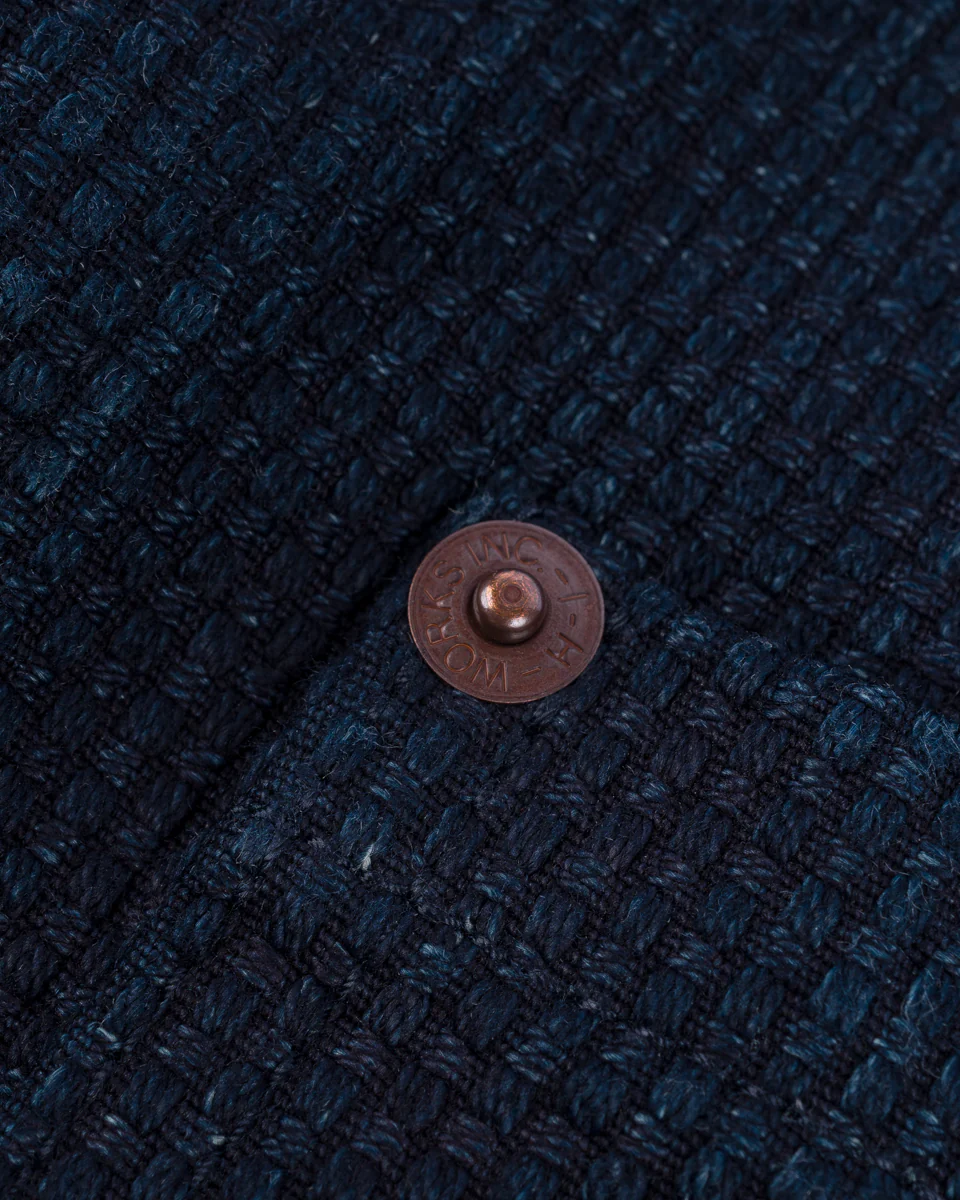 IHV-50-IND - 14oz Sashiko Dobby Cloth / Duck Work Vest - Indigo - Image 8