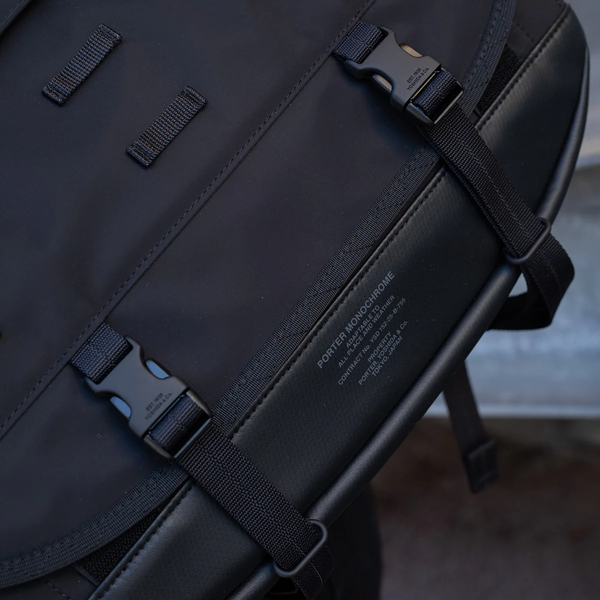 PO-MONO-MESSENGER-BLK - Porter-Yoshida & Co. MONOCHROME MESSENGER BAG - Black - Image 3