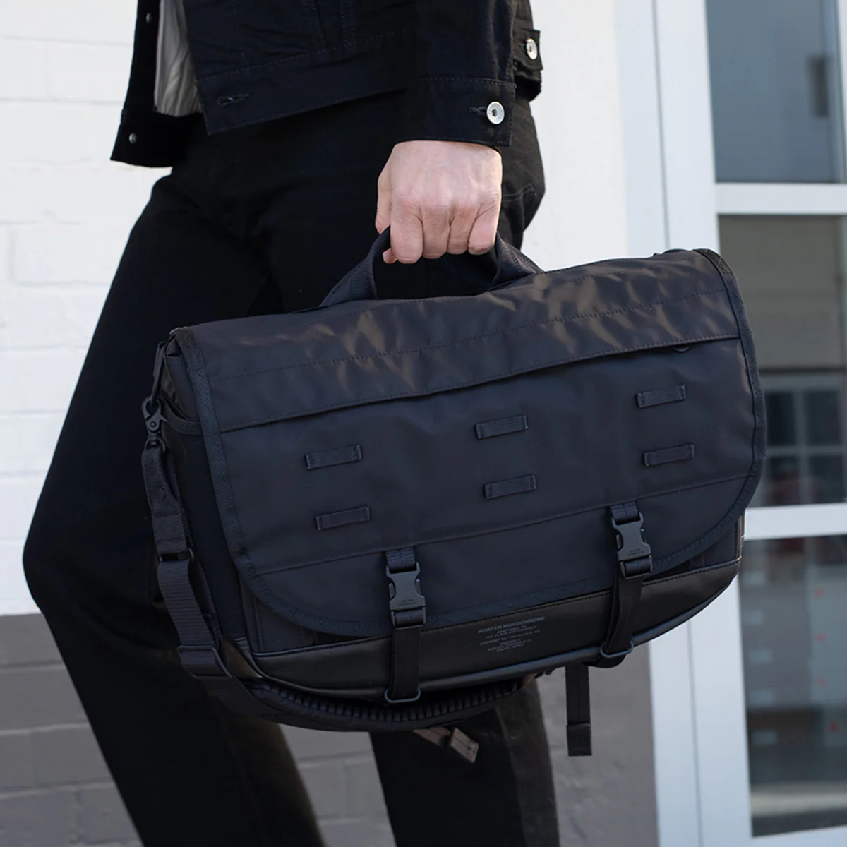 PO-MONO-MESSENGER-BLK - Porter-Yoshida & Co. MONOCHROME MESSENGER BAG - Black - Image 5