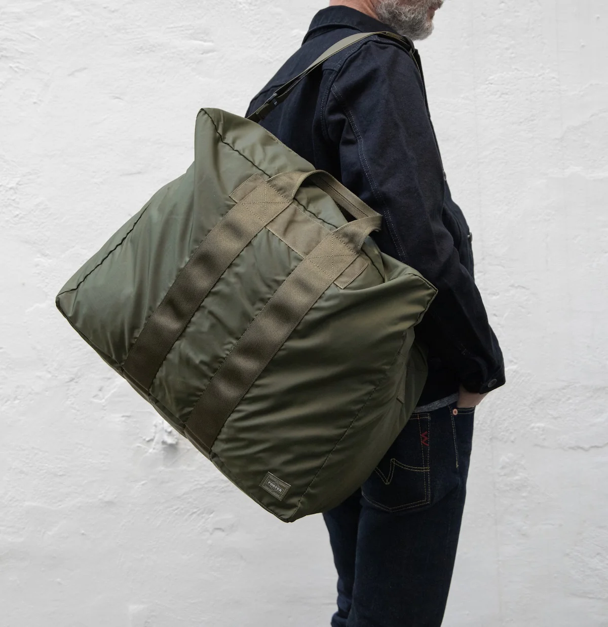 PO-FLEX-DUFFLE-BAG-OLV - Porter-Yoshida & Co - FLEX 2WAY DUFFLE BAG (S) - Olive - Image 4