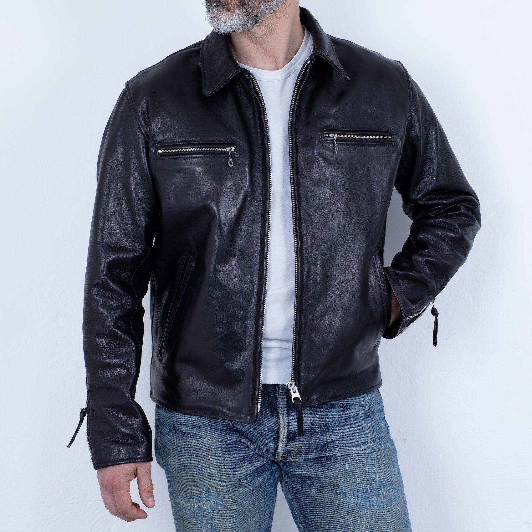 SB-SD-JPN-HO-BLK - Simmons Bilt "Smokey D" Japanese Horsehide Jacket - Black - Image 3