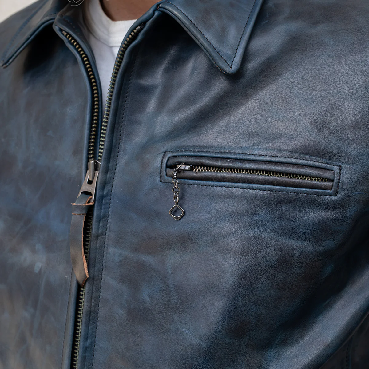SB-TG-IND-HO - Simmons Bilt "Tailgunner" Indigo Horsehide Jacket - Image 4