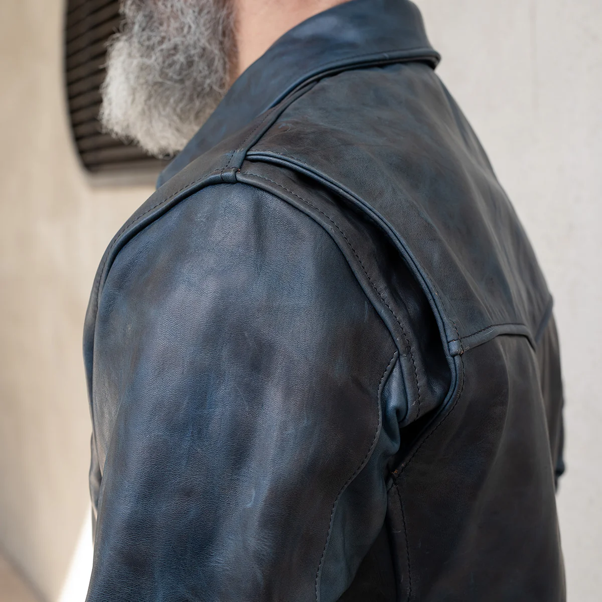 SB-TG-IND-HO - Simmons Bilt "Tailgunner" Indigo Horsehide Jacket - Image 6