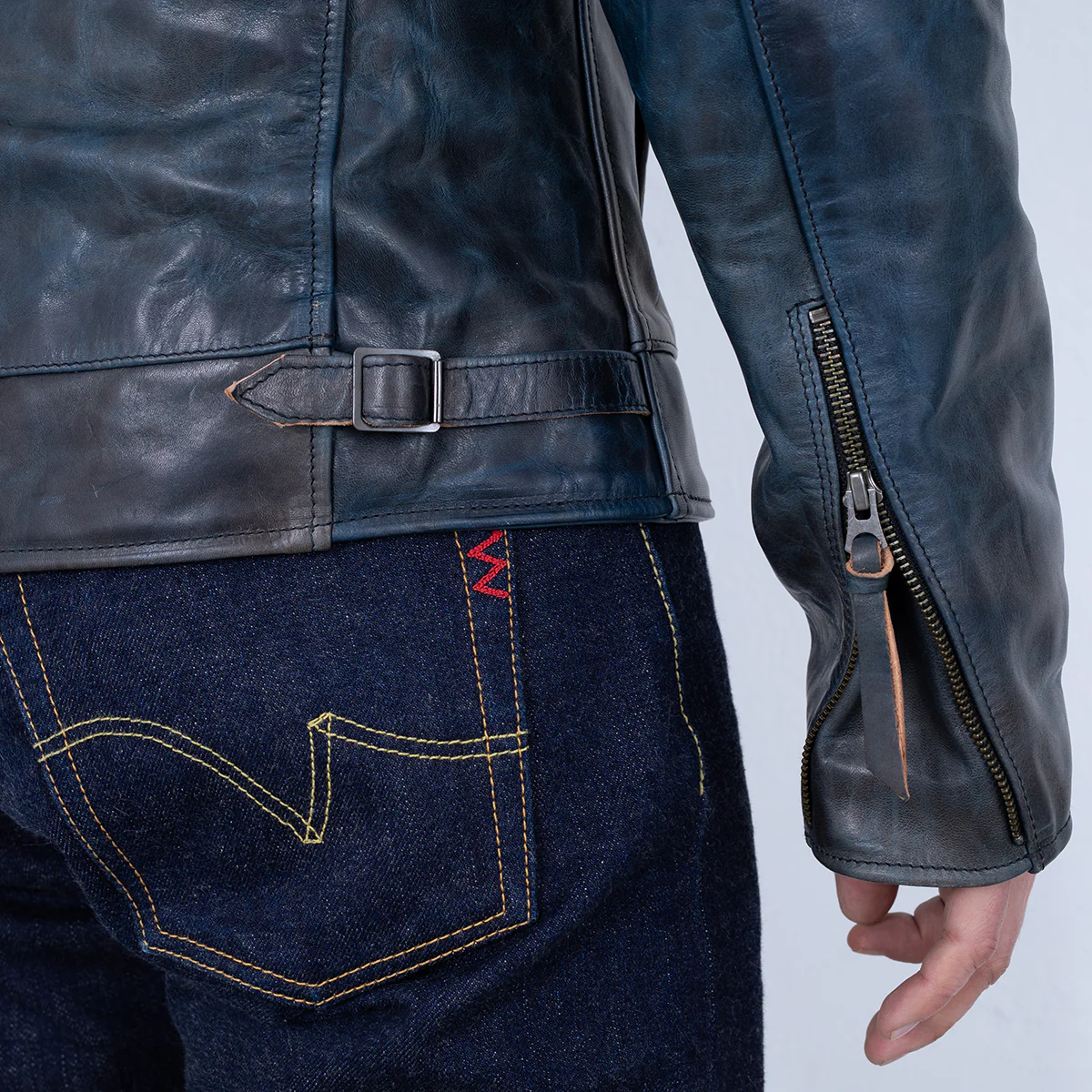SB-TG-IND-HO - Simmons Bilt "Tailgunner" Indigo Horsehide Jacket - Image 7